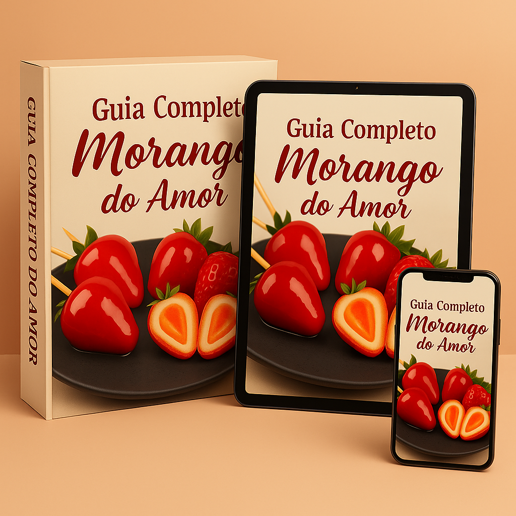 Mockup do Guia Completo — Morango do Amor